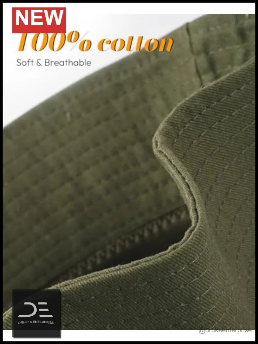 Cotton Bucket Hat with Adjustable Drawstring Packable Sun Hat